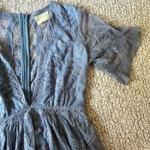 Dusty Blue Lace Romper